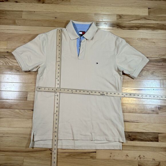 Tommy Hilfiger Men's Classic Fit Light Yellow All Cotton Mesh Polo Shirt Large - Picture 2 of 3